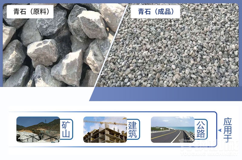 青石磕石機(jī)用重錘破，一次成型效率高